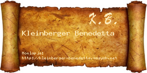 Kleinberger Benedetta névjegykártya